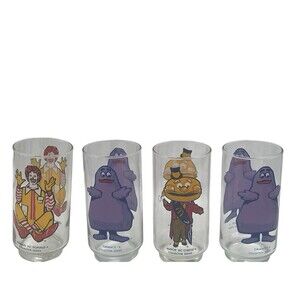 McDonalds McDonaldland Action Series Glasses Set Of 4 VINTAGE 1977  RARE